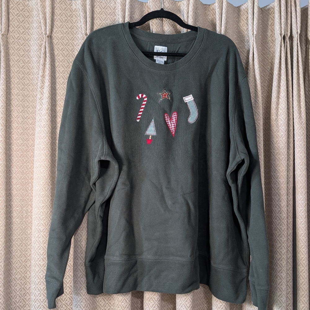 Vintage 90s NWT Womens Size 3X Field Gear Woman Embroidered Christmas Sweatshirt